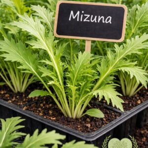 rozsada sałaty azjatyckiej mizuna &ndash; zielone pierzaste liście