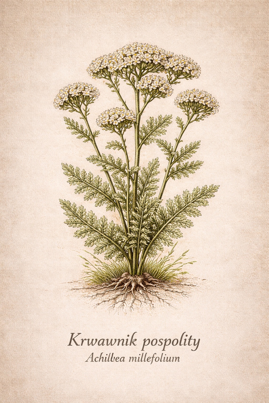 Krwawnik pospolity (Achillea millefolium) &ndash; ilustracja botaniczna Zielone Serce