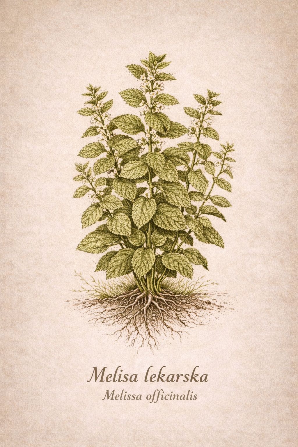 Melisa lekarska (Melissa officinalis) &ndash; ilustracja botaniczna Zielone Serce