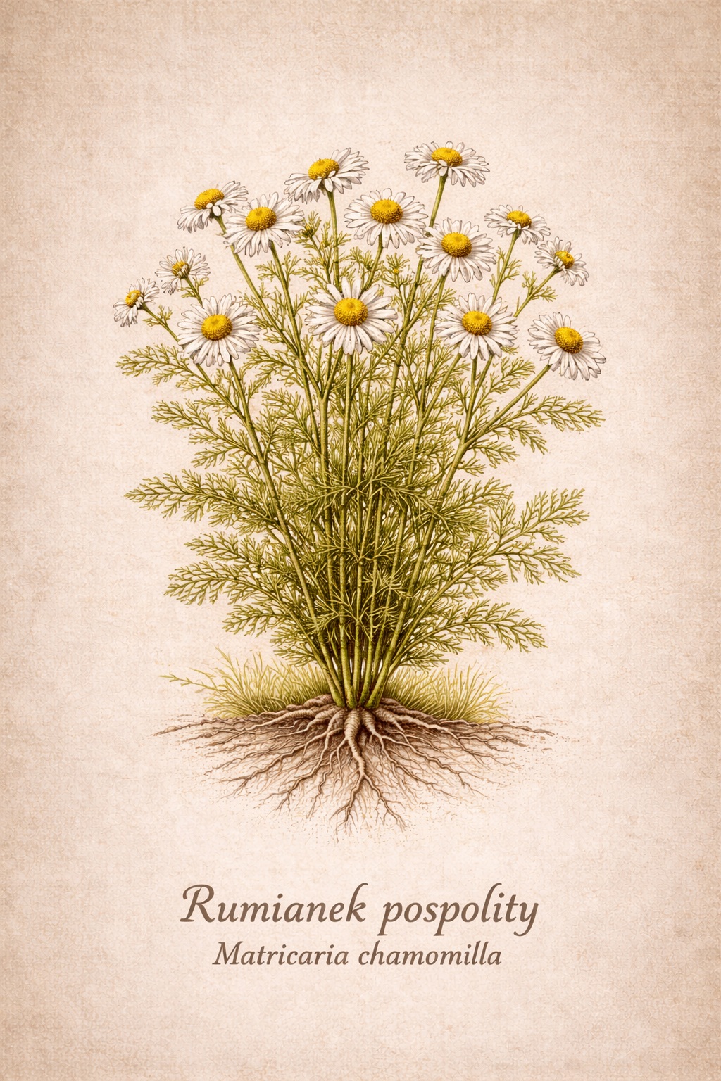 Rumianek pospolity (Matricaria chamomilla) &ndash; ilustracja botaniczna Zielone Serce