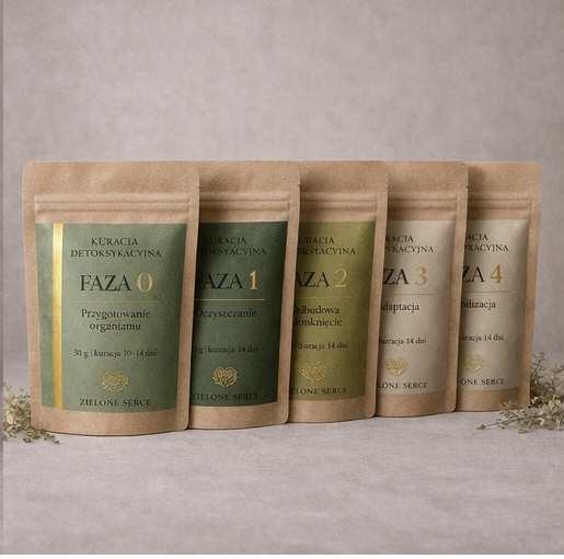 Zielone Serce Detox pelna Kuracja zielarska oczyszczanie ruch Qi mieszanka ziołowa